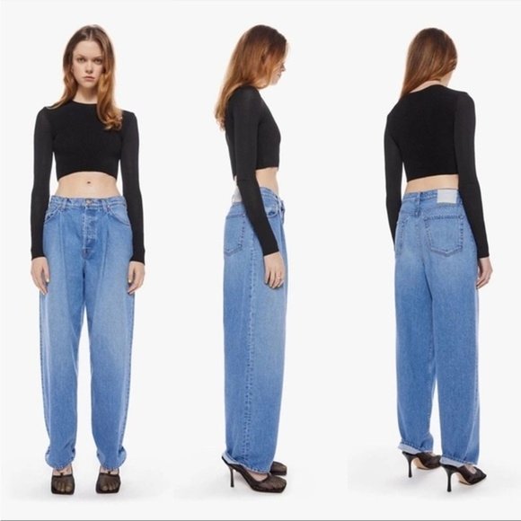 Mother SNACKS! Fun Dip Utility Puddle Pleated Jeans Size 25 - Picture 1 of 6